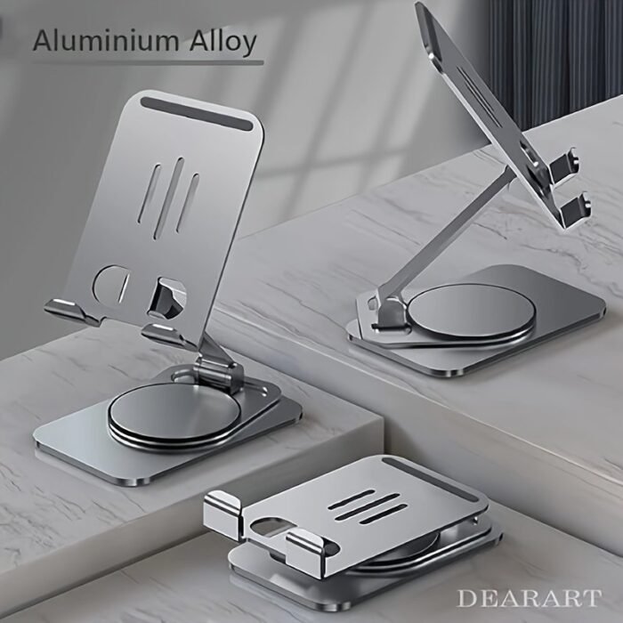 Metal 360? Rotatable, Foldable And Adjustable Phone Holder For Desktop Live Streaming, Not For Car Use - All-Metal Foldable Holder Carbon Black - Image 5
