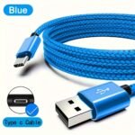 Usb C Fast Charging Cable, Durable Nylon Braided, Flat Shape, Male To Male, No Battery, Usb A To Type C Charger Cord For Iphone 15 Series/Ipad Pro/Air5/Macbook/Samsung S22/S21/S20, 60W, ?36V Compatible - Image 3