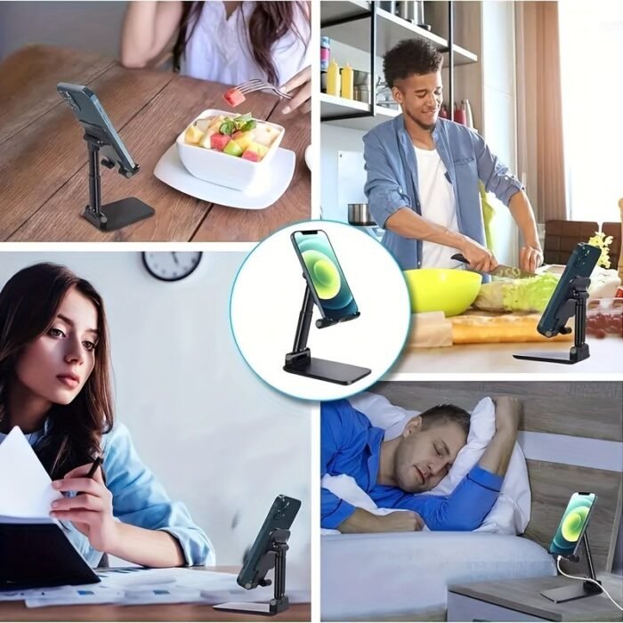 Adjustable Desktop Phone Stand Holder - Foldable, Height & Angle Adjustable, Non-Waterproof Abs Material, Universal For 10.16-20.32Cm Devices, Ideal For Office & Bedroom, Compatible With Iphone Ipad Samsung Tablets - Image 6