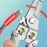 1Pc Multi-Function Electrician'S Pliers - Durable 300 Series Stainless Steel, Matte Finish With Anti-Slip Grip, Split Wire Stripper & Crimper Tool, Light Gray, Cable Management|Sleek Utility Knife|Matte Finish Grip, Electrician Tools - Image 7