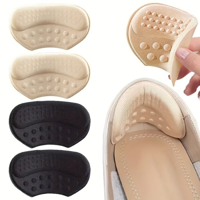 4Pcs Self-Adhesive Heel Cushions In Beige, Black & Brown - Hypoallergenic Polyester, Anti-Slip & Blister Inserts For Shoes That Are Too Big, Shoe Inserts - Image 5