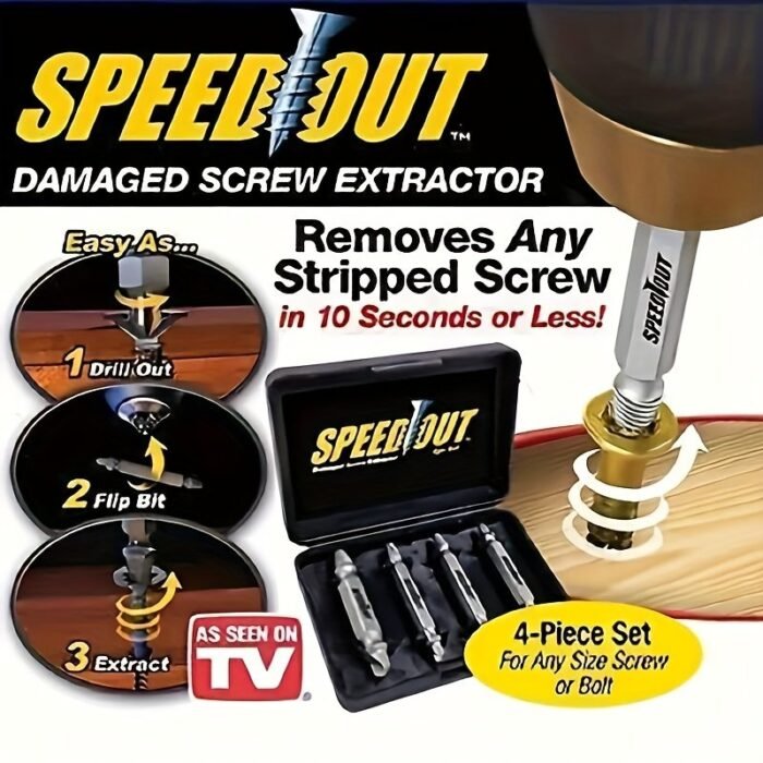 4Pcs Effortlessly Remove Broken Screws With Steel Speed Out Extractor Drill Bit Set - Image 1