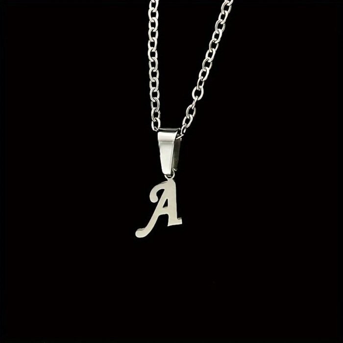 Stainless Steel Minimalist 26-Letter Pendant Necklace - Hip-Hop & Everyday Unisex Jewelry, Initial Gift For Women & Men, Durable Year-Round Wear, Necklace, Daily Wear Accessory, Modern Jewelry, Polished Finish - Image 3
