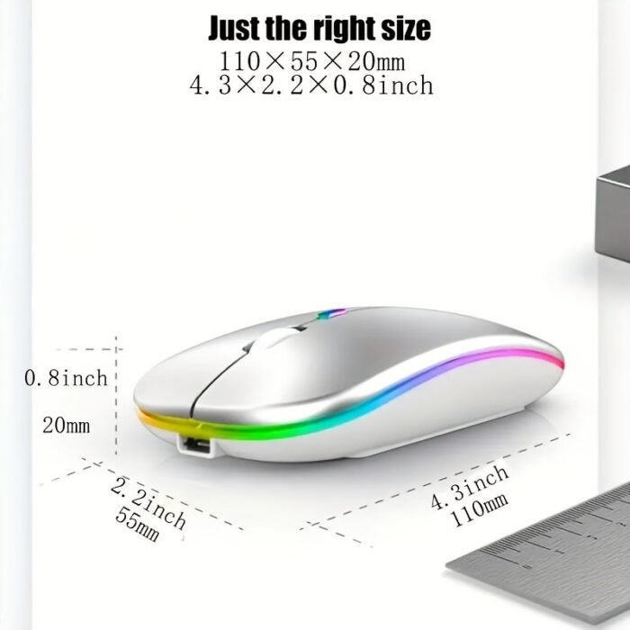 Wowssyo Wireless Gaming Mouse, Ergonomic Right-Handed, Silent Backlit, Trackball Movement, Usb Rechargeable, With Dual Mode 2.4G & 5.1, For Laptop & Ipad, Battery Powered With Glitter Animal Print - Image 2