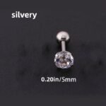 Men'S Stainless Steel Earrings With Korean Crystal Zirconia, Universal 4-Prong Titanium Steel Golden Threaded Ear Bone Studs - Image 11