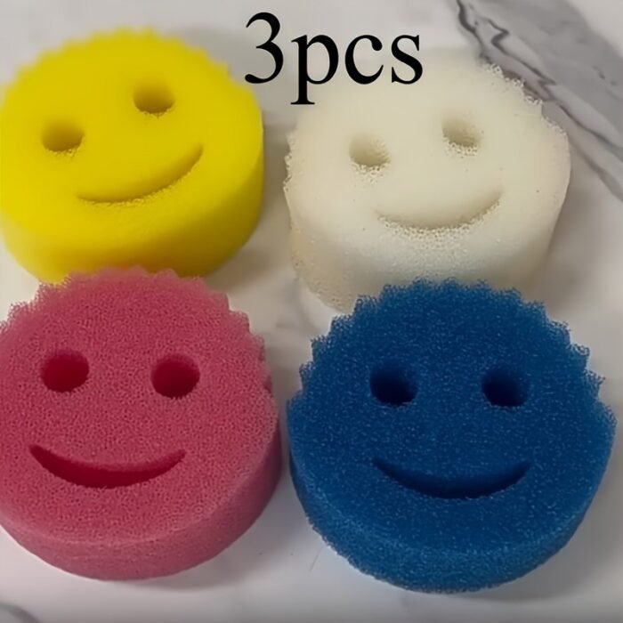 & Mommy Double-Sided Sponge Set - No Scratches, Deep Cleaning Kitchen, Bathroom, Etc. - Ergonomic Polyurethane Design Sponge Holder, Suitable For Kitchen Sink - Image 3