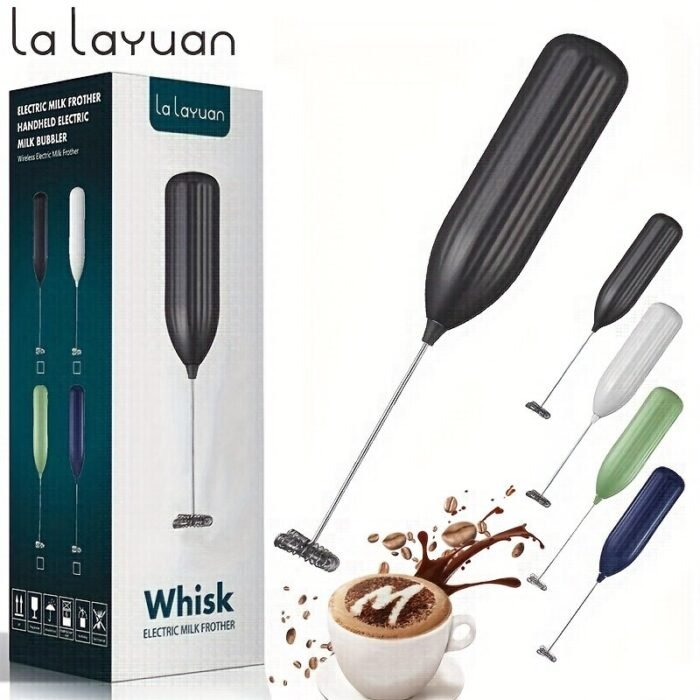1Pc Lalayuan Electric Milk Frother & Whisk - Handheld Portable Foam Maker With Stainless Steel Teapot, Coffee & Chocolate Making, Aa Battery Operated (Not Included) For Home Kitchen, Christmas Gifts, Office Use, Office Drink Mixer, Sleek Design, Durable Kitchen Tool - Image 1