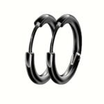 European And American Hot Selling Titanium Stainless Steel Hoop Earrings, Fashionable Unisex Simple Studs, Trendy Ear Cuffs Directly From The Factory 8Mm/10Mm/12Mm/14Mm/16Mm - Image 15