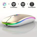 Rechargeable Led Backlit Wireless Mouse, Ultra-Thin 2.4G/5.2 Dual Mode Silent Portable Usb Optical Gaming Mouse, Compatible With Laptop/Desktop/Tablet, Ambidextrous Design, 500Mah Battery, Type-C Charging, No Charger Included, Computer Accessory | Ambidextrous Design | Type C Charging Port, Mouse Accessories - Image 3