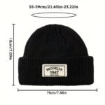 Makefge Men'S Fashion Knitted Beanie - Warm, Elastic Acrylic Winter Hat With Letter Patch, Ideal For Active Leisure, Holiday Gifts And Valentine'S Day - Image 2