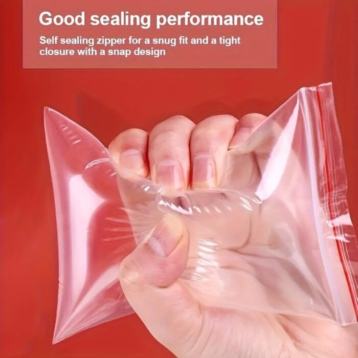 100Pcs Reusable Zip Lock Plastic Bags, Reclosable Transparent Shoe Bags, Vacuum Storage Bags, Poly Clear Bags, Coated: Uncoated, Material: Polyethylene Terephthalate - Image 10