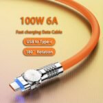 100W 180? Rotation Usb Type C Super Fast Charging Cable For Xiaomi Redmi Oppo Huawei For For S9 S8 Plus S10E 20 10 9 8 For Moto G7 G8 For Playing Game Usb To Type-C Mobile Phone Charger