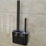 Wall-Mounted Toilet Brush Set, Silicone-Headed Bathroom Cleaning Kit, Space-Saving Long Handle Toilet Cleaner, Ergonomic Design, With 2 Brushes & Holder, For No Electricity Needed, Ideal For Living Room, Bathroom, Toilet, Kitchen Cleaning - Image 5