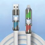 100W Max 4-In-1 Usb-C Cable, Pd Super Fast Charging And Data Synchronization, Silicone Material, Multi-Port Charging With Ccolor Light, Suitable For Iphone, For Macbook, For Ipad, For Samsung, Xiaomi - Image 15