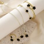 Lucky Clover Bracelet, Necklace, Earrings, Bracelet, Ring Set Of Five - Image 2