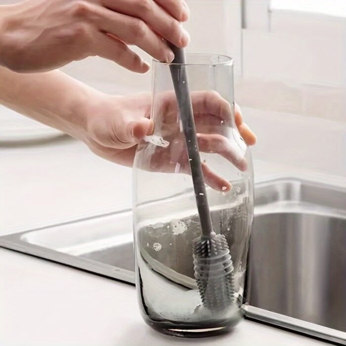 Versatile Long-Handled Silicone Brush For Cups & Bottles - Reusable, Ideal For Kitchen, Bathroom, Car Cleaning, Bathroom Cleaning Tools - Image 5