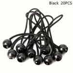20Pcs Durable Black Ball Bungee Cord - Versatile Elastic Rope Strap With Plastic Ball For Secure Camping, Tent, Trampoline & Beach Net, Foldable & Adjustable Height, Camping Accessories, Tent Straps, Foldable Design, Sturdy Construction - Image 3