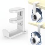 Pc Gaming Headphone Stand Headset Hook Holder Hanger Mount With Adjustable & Rotating Arm Clamp Desk Mount Universal Bag Bracket - Image 4