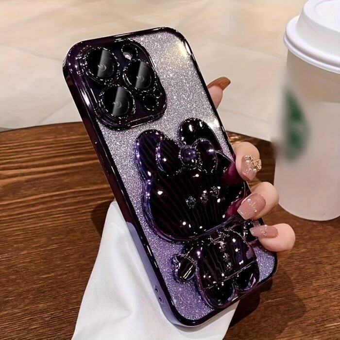 1 Deluxe Electroplated Case For Iphone 15/14/13/12/11Pro Max Plus, Romantic - Cute Bunny Phone Holder And Hidden Holder - Shockproof Ultra-Thin Protection, Easter - Valentine'S Day Gift - Image 5