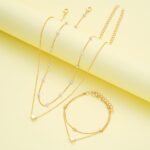 3Pcs Simple Heart-Shaped Faux Necklace And Bracelet Set For Women, Perfect For Dating And Casual Attire - Image 2