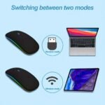 Dual-Mode Silent Wireless Mouse With Colorful Rgb Backlight, Ergonomic Design For Laptops And Desktops, Black With Multicolored Lighting Effects, Perfect For Office Or Gaming Use, Wireless Mouse For Laptop - Image 4