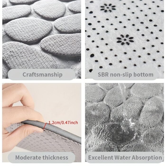 1Pc Cobblestone Floor Mat Bathroom Water Absorption Anti-Skid Mat Bathroom Doormat Bedroom Carpet Floor Mat - Image 6