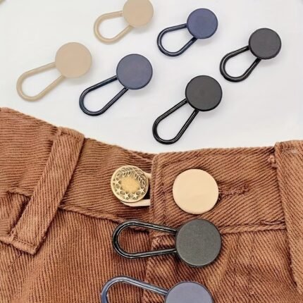 6-Pack Universal Fit Waistband Extenders, No-Sew Detachable Denim Button Extenders, Adjustable Elastic Waistband Buttons For Jeans, Casual Street Style, Plastic, For Daily Commute, College, Outings