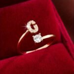 Fashionable 26 English Letters Four-Prong Synthetic Synthetic Zirconia Open Adjustment Ring - Image 21