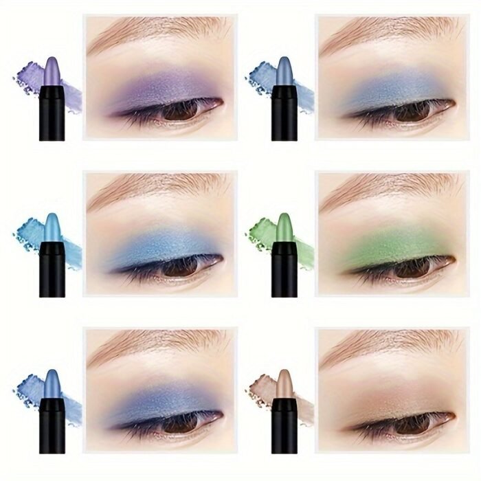 16-Color Matte & Shimmer Eyeshadow Stick - Long-Lasting, Waterproof, Blendable, Smudge-Proof For Precise Eye Makeup - Perfect For Dates, Parties & Birthdays - Sophisticated Look With Metallic Shades, Birthday Makeup | Rotating Mechanism | Smudgeproof Makeup - Image 2
