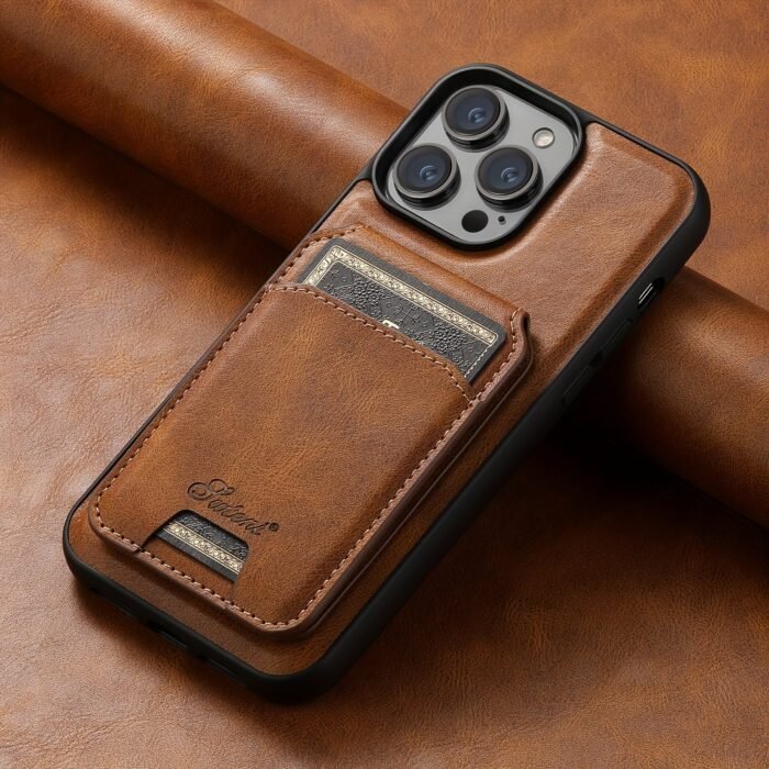 2-In-1 Detachable Phone Case Compatible With Wireless Charging Magnetic Card Holder Wallet Rear Cover Can Stand For Iphone 15Promax 15Plus 14 13 12 Black/Brown/Blue/Khaki/Red - Image 2