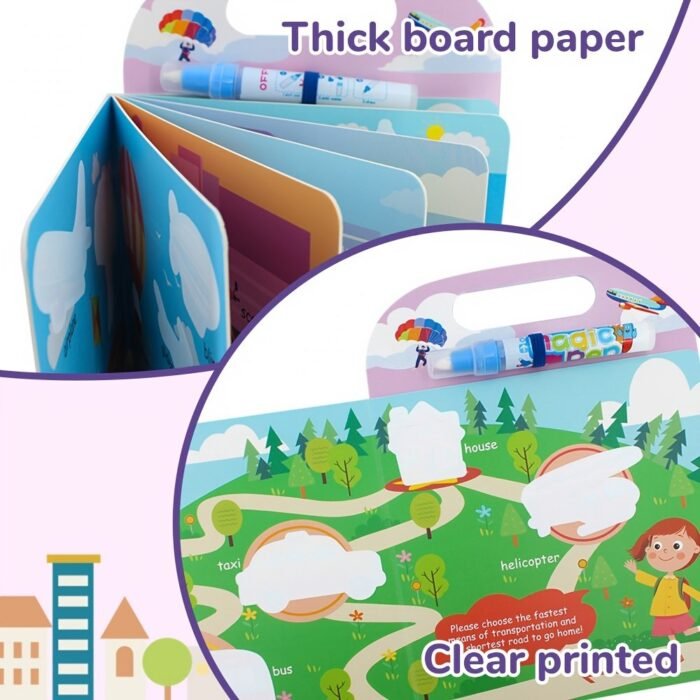 Transportation Magic Water Book, Mess-Free & Reusable Painting Book, Learning Toy& Educational Coloring Book For Ages 3+, Ideal Holiday, Birthday, Travel& Home Activity Gift For Preschool, Youngster - Image 6