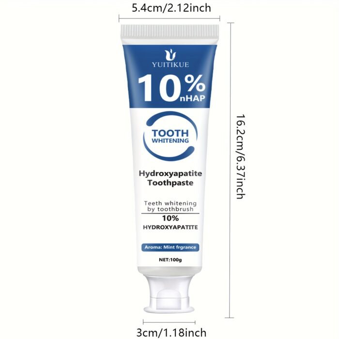 Hydroxyapatite Toothpaste, 10% Hydroxyapatite Whitening Tooth, Peppermint Essential Oil Deep Cleaning Paste, Fresh Breath Strengthen Dental Care, Basic Cleaning, Suitable For Everyone - Image 5