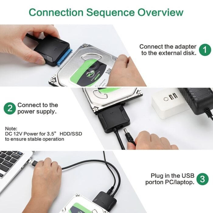 Sata To Usb 3.0 Adapter Cable For 6.35/8.89 Cm Hdd/Ssd - High-Speed Data Transfer, Uasp Support, External Hard Drive Converter With Dual-Interface (Usb 3.0 & Sata), No Battery Needed, Easy Installation, Data Transfer Cable | Sata Interface | Durable Cable - Image 9