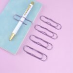 1Pc/5Pcs Metal Love Creative Paperclip Style Pen Holder, Simple Portable Student Notebook Holder Accessories Round Ballpoint Pen Clip - Image 14