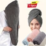 1/3 Pack Softtouch Microfiber Hair Towel Wrap For Women - Quick Drying, Coral Fleece, 300Gsm Super Absorbent, Comfortable Blow Dry Towel, Ideal Bathroom Accessory, Essential Daily Hair Care Gift, Knitted Polyester Fiber, Low Shedding, Fragrance-Free, Suitable For Normal & Curly Hair