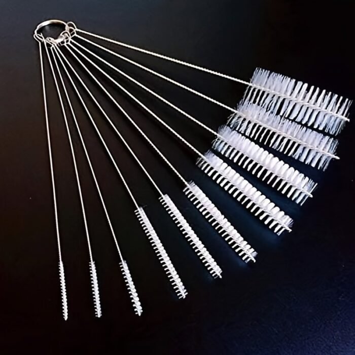 Straw Cleaning Brush Set, Stainless Steel Handle Straw Brush Set 10Pcs, Extra Long Straw Brush Suitable For Glass Cups, Straw Cups, Water Bottles And Tubes (White) - Image 1