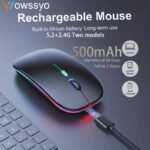 Wowssyo Dual Mode 5.1+2.4G Wireless Gaming Mouse, Usb Rechargeable Mouse, Silent Backlight, Ergonomic, For Laptop