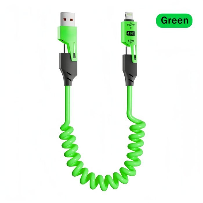Best Choice 1Pc/5Pcs 65W Zinc Alloy Universal 4-In-1 High-Speed Charging Data Cable, Spring Retractable Cable Compatible With,, S23, S21, One Plus, Mi 13, Huawei, Oppo, Iphone Series Of Products Charging, Car Charging The Best Option - Image 13