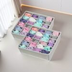 24-Compartment Fabric Storage Bag For Underwear And Socks - Drawer Organizer With Colorful Dividers, Foldable Wardrobe Organizer For Socks, Underwear, Ties, And Accessories, Clothes Organizer Storage