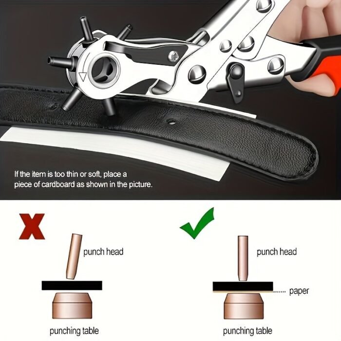 1Pc Heavy-Duty Faux Leather Belt Hole Punch Pliers ? Rotary Steel Hand Tool With Red Rubberized Grip For Belts, Sewing Projects & Crafting ? Perfect Gift For Diy Enthusiasts, Faux Leather Hole Punch Tool, Leatherworking Equipment | Efficient Hole Puncher | Durable Hand Tool - Image 8
