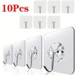 10Pcs Transparent Hooks Multi-Purpose Wall Hook Strong Suction Cup Sucker Wall Hooks Hanger For Kitchen Bathroom, Utility Hooks