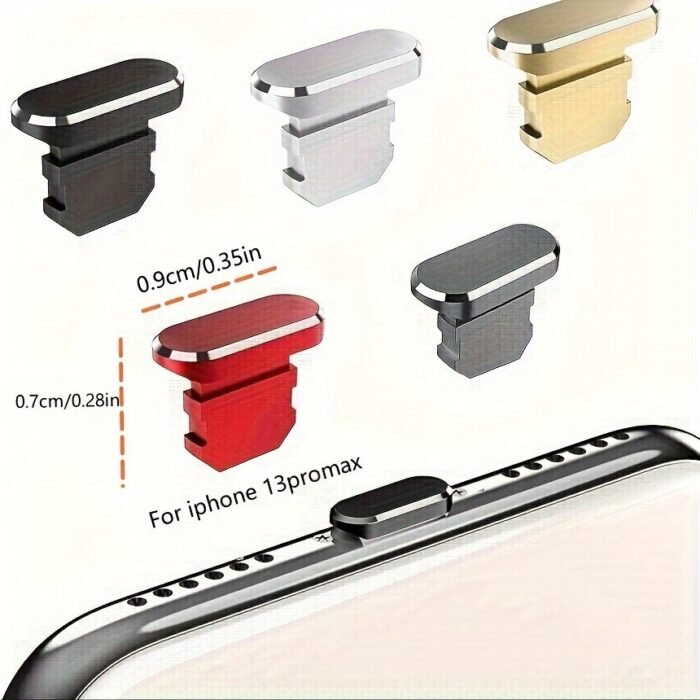 2 Pcs Aluminum Alloy Anti Dust Plug For Iphone 13 12 Mini 11 Pro Max Xs 8 Plus Ipad Airpods Apple Series Lightning Port Cover - Image 2