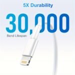 1Pc/3Pcs For Iphone Charger Cable Lightning Data Cable, Original 100.58/201.17/304.8Cm Usb A Charging Cable Suitable For Iphone 13 12 11 Mini Pro Xr Xs Max X Se 8 7 6 Plus For Ipad Ipod For Airpods - White, Lightning To Usb Adapter, Lightning Charging Cable, Fast Charging Cable, Device Charging, Compact Connector, Tanglefree Wire, Reinforced Connector, Highquality Wire, Fast Charging Wire, Gadget Lovers, Mobile Accessories, Portable Accessory, Lightweight Wire, Ofc Cable Construction, Durable - Image 8