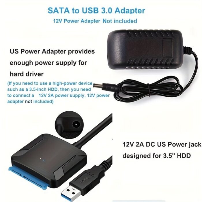 Sata To Usb 3.0 Adapter Cable For 6.35/8.89 Cm Hdd/Ssd - High-Speed Data Transfer, Uasp Support, External Hard Drive Converter With Dual-Interface (Usb 3.0 & Sata), No Battery Needed, Easy Installation, Data Transfer Cable | Sata Interface | Durable Cable - Image 7