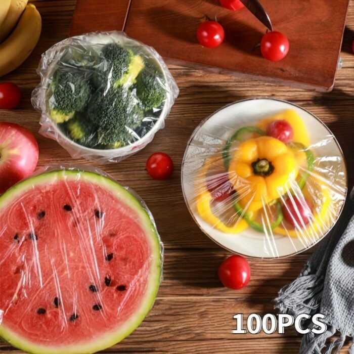 100Pcs Reusable Food Wrap Storage Covers Bags For Bowl Elastic Plate Silicone Lid Cover Kitchen Fruit Plastic Fresh-Keeping Seal For Packing, Gift Hamper - Image 10