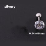 Men'S Stainless Steel Earrings With Korean Crystal Zirconia, Universal 4-Prong Titanium Steel Golden Threaded Ear Bone Studs - Image 12
