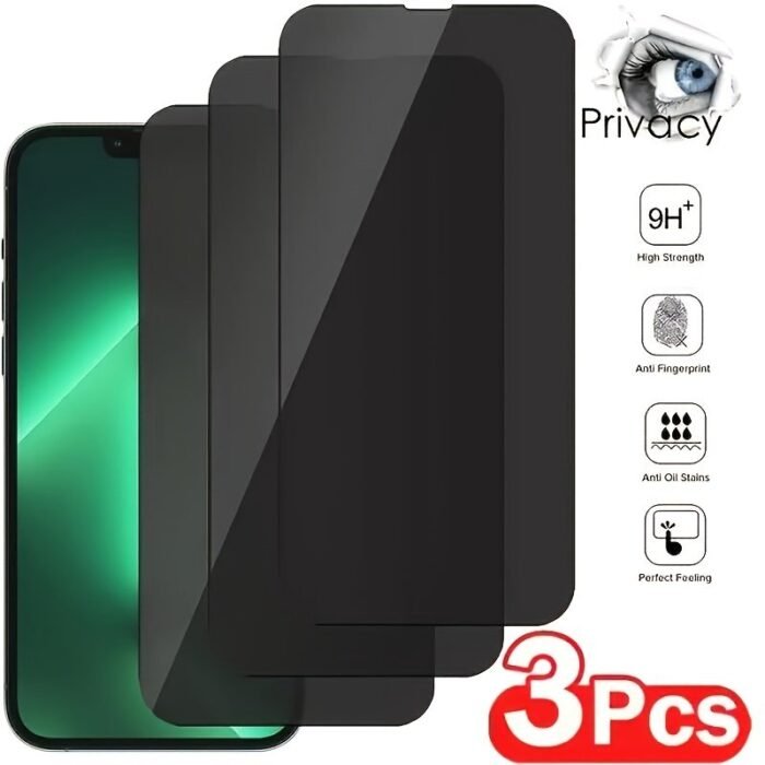 3Pcs Privacy Screen Protectors For Iphone 11 12 13 14 15 16 Pro Max Anti-Spy Tempered Glass For Iphone 16 15 14 Plus 12 13 Mini 11 12 13 14 15 16 Pro - Image 1