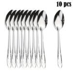 10/20Pcs Stainless Steel Rose Spoons Flatware Set For Wholesale Digging Watermelon And Fruit, Iron Spoons For Takeaway Gifts, Home Stall Spoons, Suitable As Gifts, Both For Household And Commercial Use, For High-End Restaurants - Image 3