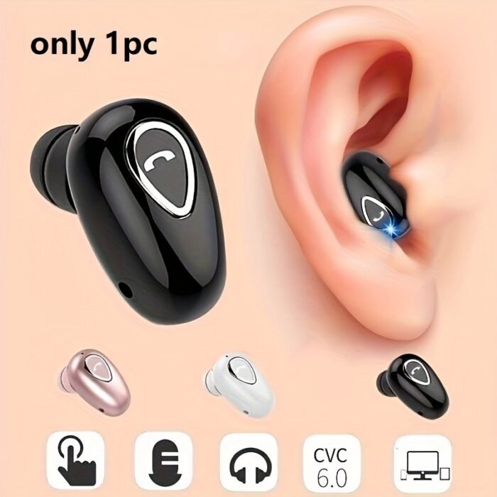 1Pc Wireless Bt Earphone Mini Invisible In-Ear Sports Earbuds With Microphone Stereo Headphones - Image 1