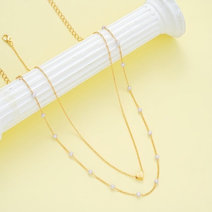 3Pcs Simple Heart-Shaped Faux Necklace And Bracelet Set For Women, Perfect For Dating And Casual Attire - Image 6